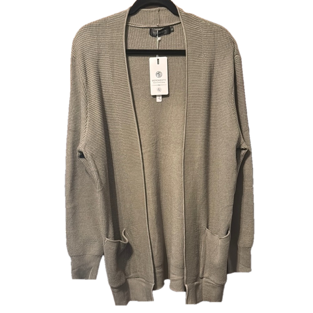 Merokeety Women's Green Cardigan Sweater NWT
